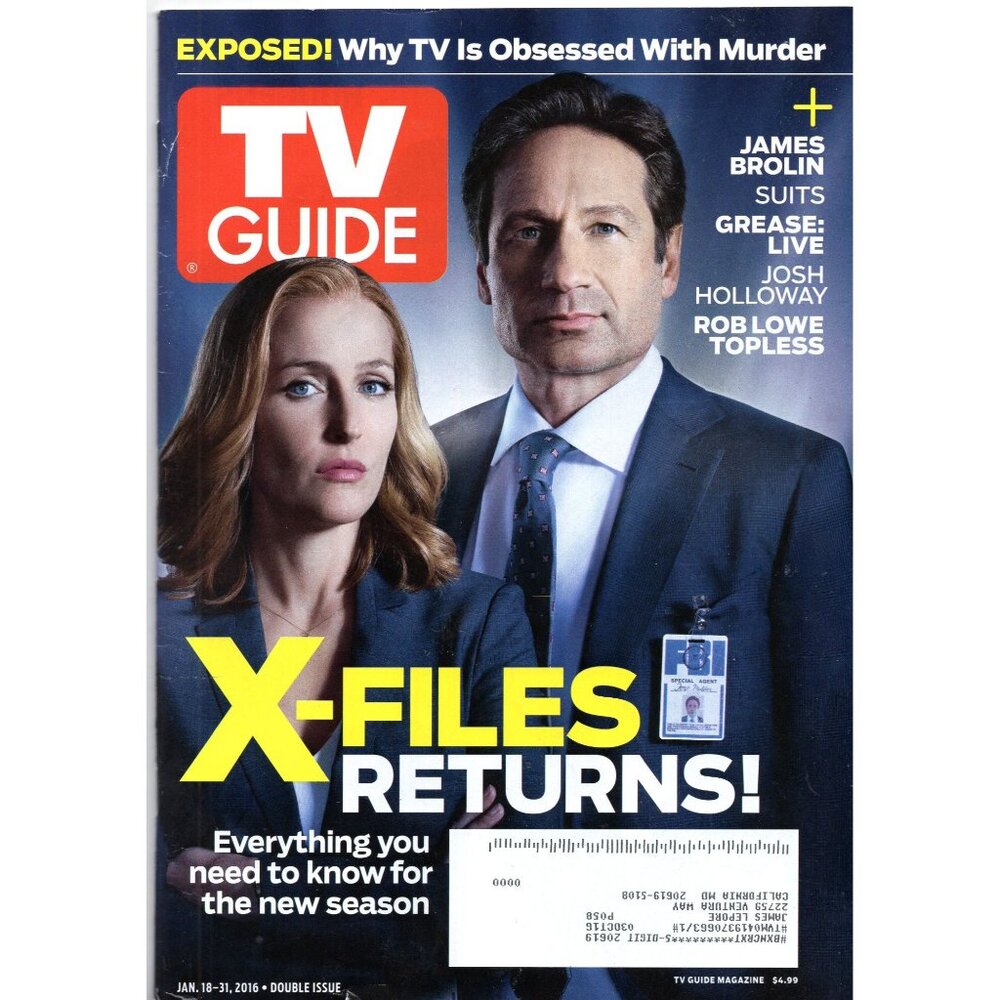 TV Guide Jan. 18-31, 2016 Double Issue X-Files Returns Duchovny & Anderson cover